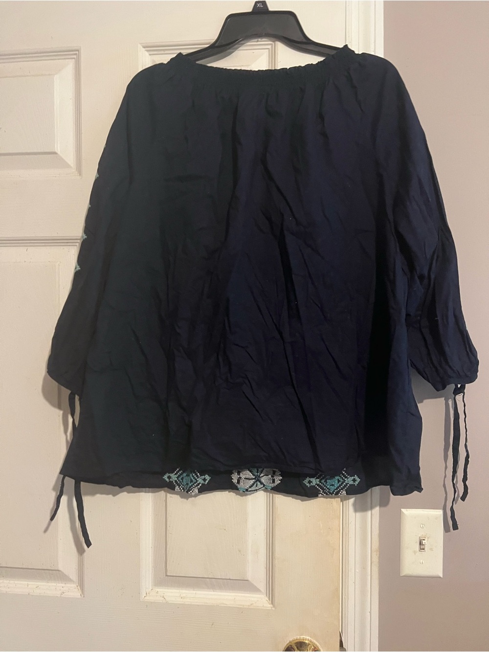 Crown & Ivy Navy Embroidered Tunic with Aqua Accents - Picture 2 of 4